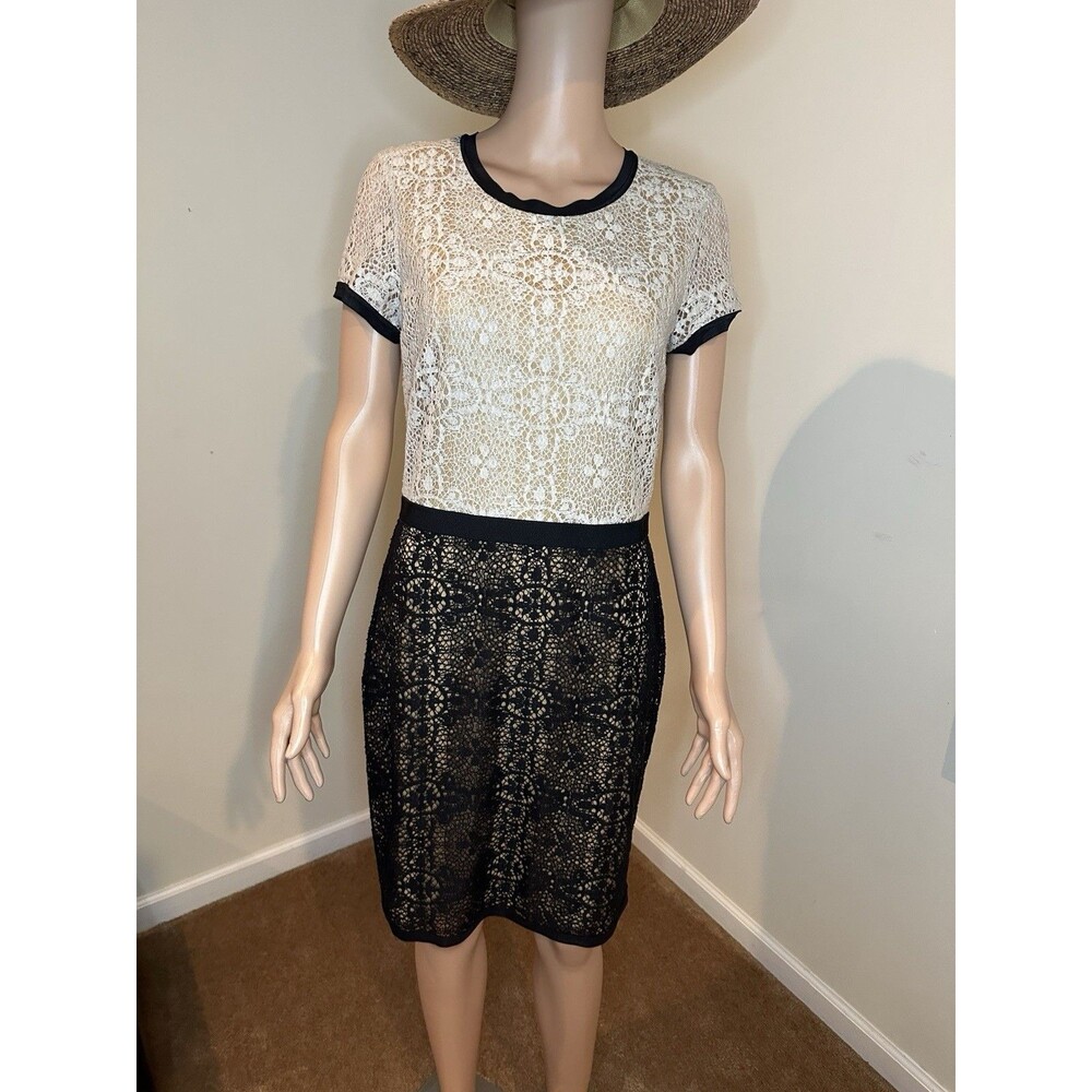 Bailey 44 Colorblock Mini Lace Dress Black & Beige Size 10